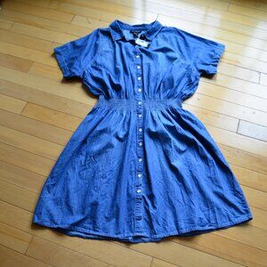 Ashley Stewart Denim Shirt Dress Size 24 Women